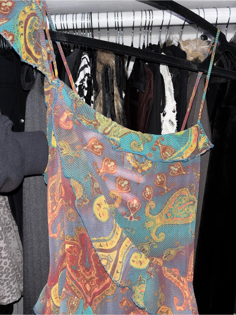 Multicolor Paisley Ruffle Sheer Maxi Dress - Picture 6 of 6
